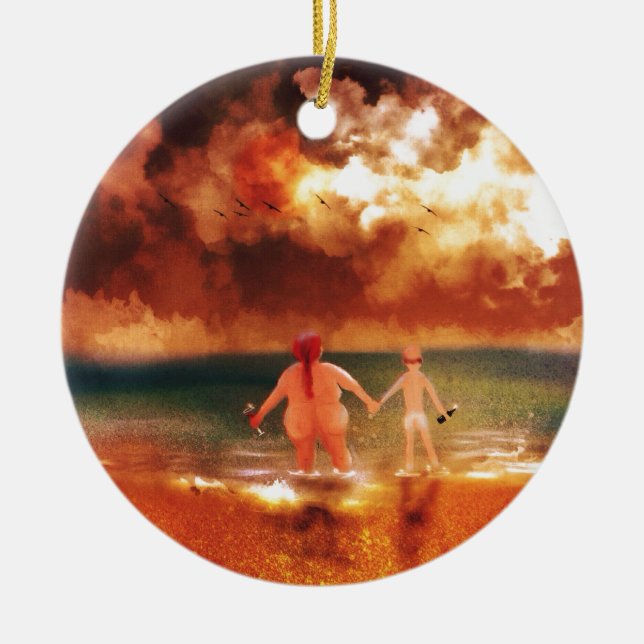 Ornamento De Cerâmica Partes inferiores acima (Frente)