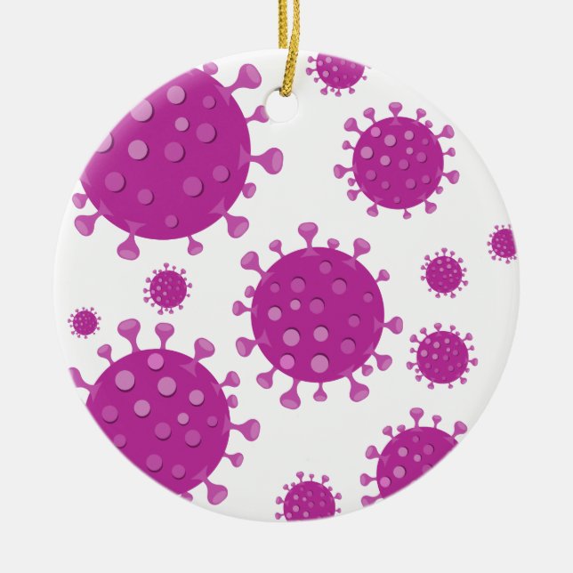 Ornamento De Cerâmica Partícula Viral Roxa (Frente)
