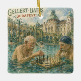 Ornamento De Cerâmica Partida de xadrez Gellert Baths Budapeste Hungria