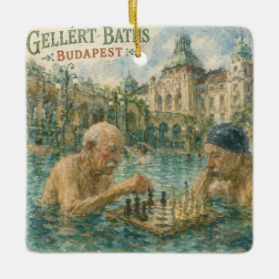 Ornamento De Cerâmica Partida de xadrez Gellert Baths Budapeste Hungria