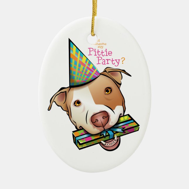 Ornamento De Cerâmica Partido de Pittie (Frente)