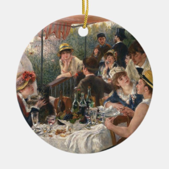 Ornamento De Cerâmica Partido do Barco Renoir French Luncheon (Frente)