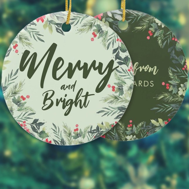 Ornamento De Cerâmica Partido do Janto de Natal com Folhagem Botânica (Criador carregado)