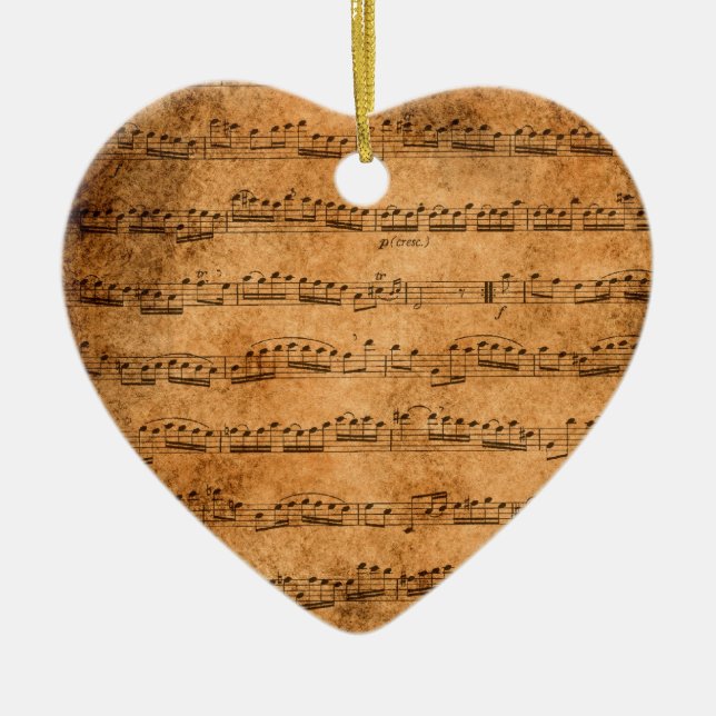 Ornamento De Cerâmica Partitura do vintage (Frente)