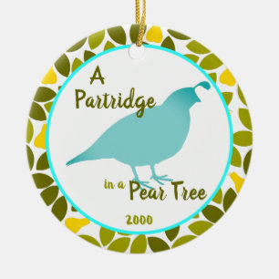 Ornamento De Cerâmica Partridge in a Pear Tree - Ano personalizado