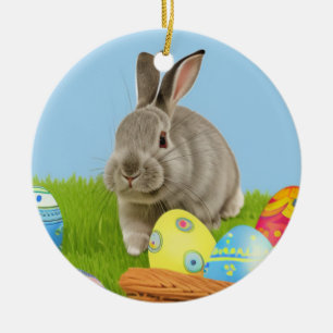 Ornamento De Cerâmica Páscoa bonita Bunnypara um humor positivo
