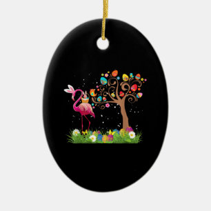Ornamento De Cerâmica Páscoa Bunny Flamingo 2021   Amantes Flamingo Cujo