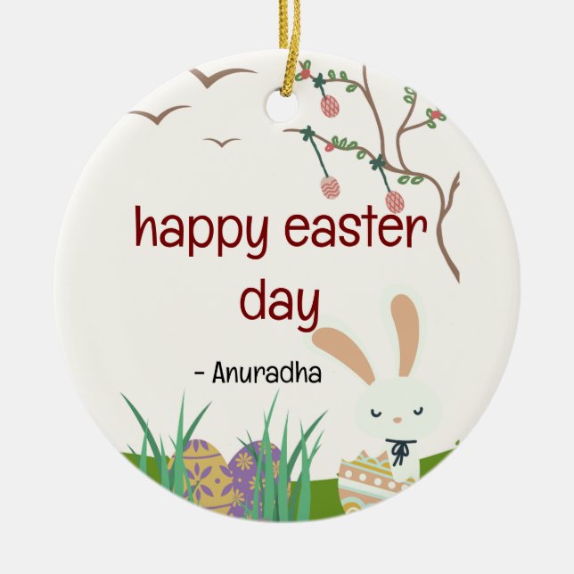 Ornamento De Cerâmica Páscoa de celebridades: Um Dia de Alegria e Renova (Frente)