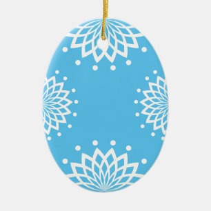 Ornamento De Cerâmica Páscoa de Vintage Simples Azul e Branco