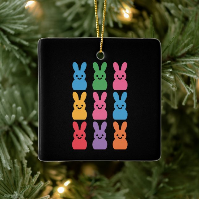 Ornamento De Cerâmica Páscoa Dia Coelhinho Ovos Xadrez Leopardo (Árvore)