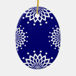 Ornamento De Cerâmica Páscoa Elegante Simples Azul e Branco