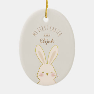 Ornamento De Cerâmica Páscoa Personalizada de Bunnies Bonitos