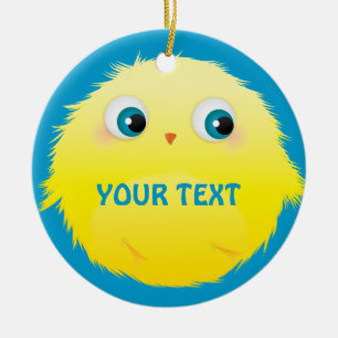 Ornamento De Cerâmica Pássaro Amarelo Fluffy