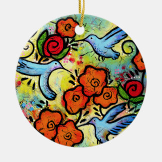 Ornamento De Cerâmica Pássaro Colorido do Hummingbird