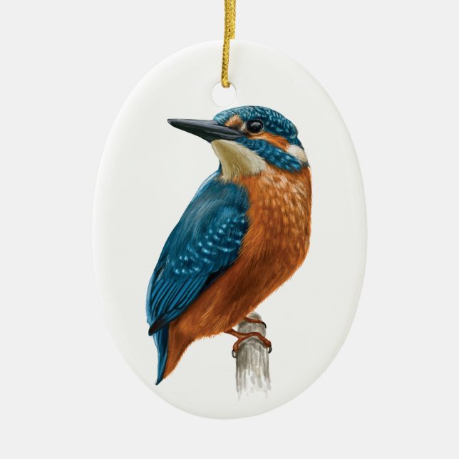 Ornamento De Cerâmica Pássaro de Kingfisher (Frente)