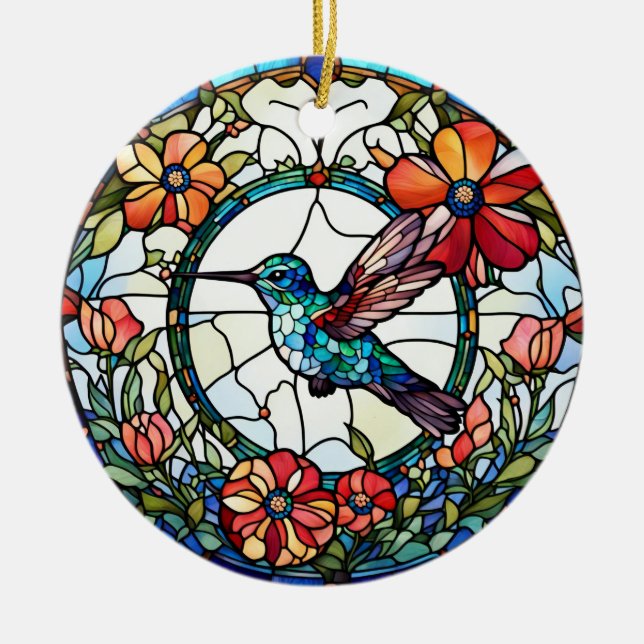 Ornamento De Cerâmica Pássaro de Vidro Mingbird Faux (Frente)