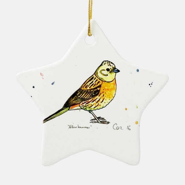 Ornamento De Cerâmica Pássaro de Yellowhammer (Frente)