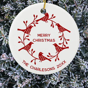 Ornamento De Cerâmica Pássaro Escandinavo Terra Personalizada Natal
