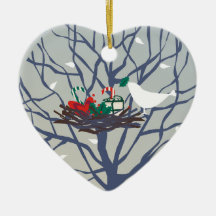 Pássaro no ninho no Natal