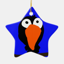 Ornamento De Cerâmica pássaro preto desenhando uraco