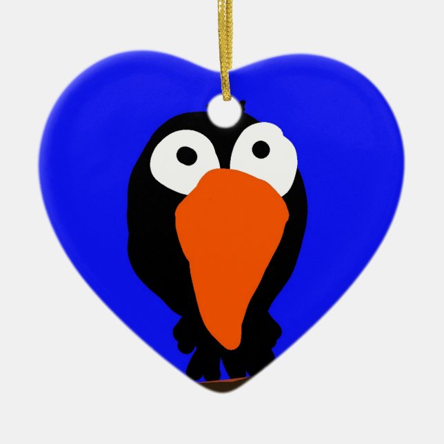 Ornamento De Cerâmica pássaro preto desenhando uraco (Frente)