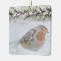 Pássaro Robin no Natal de Inverno Nevado 