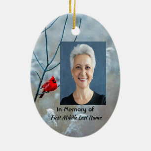 Ornamento De Cerâmica Pássaro Vermelho Cardinal do Memorial Keepsaame