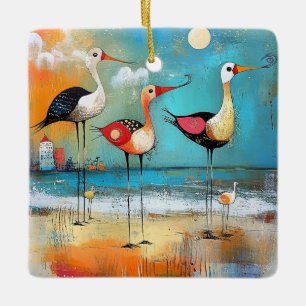 Ornamento De Cerâmica Pássaros-da-costa, ilustração química,