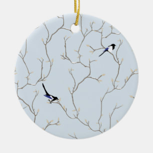 Ornamento De Cerâmica Pássaros de Inverno