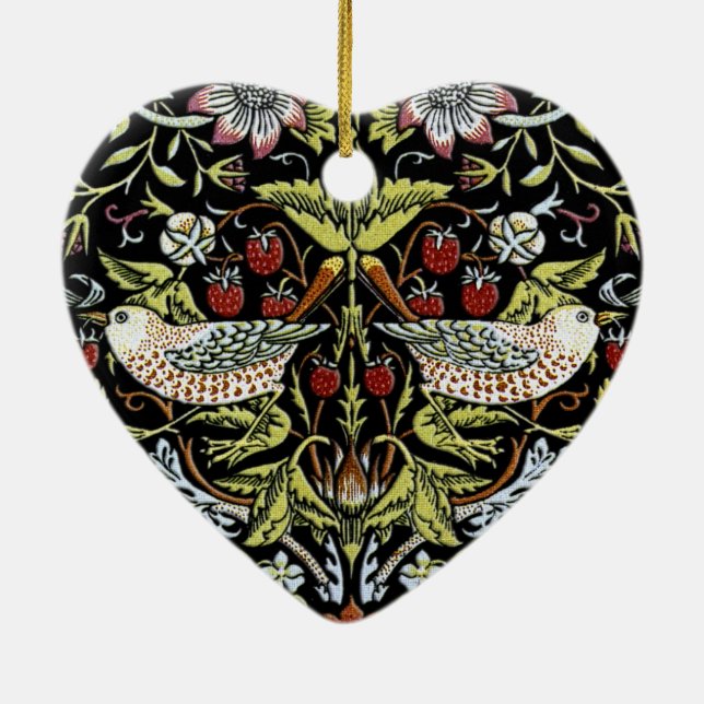 Ornamento De Cerâmica Pássaros de William Morris e flores 2 actualizados (Verso)