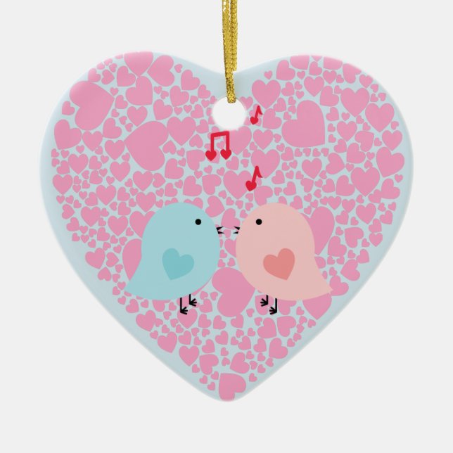 Ornamento De Cerâmica Pássaros do Amor (Frente)