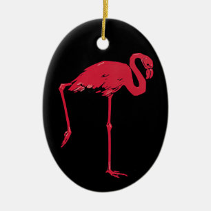 Ornamento De Cerâmica Pássaros do vintage, um flamingo cor-de-rosa