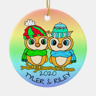 Ornamento De Cerâmica Pássaros LGBT Personalizados Adoram o Natal