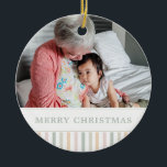 Ornamento De Cerâmica Pastel Arco-Íris Moderno Colorido<br><div class="desc">Cores pastéis divertidos com linhas modernas limpas fazem estes ornamentos de fotos doces presentes personalizados para avós!</div>