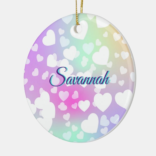 Ornamento De Cerâmica Pastel Falling Hearts Personalizado (Esquerda)