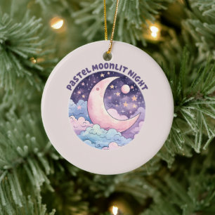 Ornamento De Cerâmica Pastel Moonlit Fantasy Night