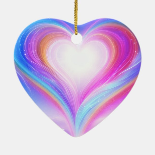 Ornamento De Cerâmica Pastel Purple + Blue on a Beautiful Valentine Tree (Verso)