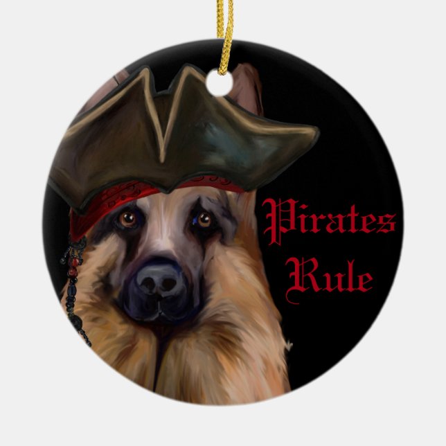 ORNAMENTO DE CERÂMICA PASTOR ALEMÃO (Frente)