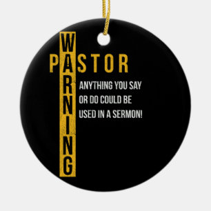 Ornamento De Cerâmica Pastor Avisando Qualquer Coisa Que Você Dizer Pode