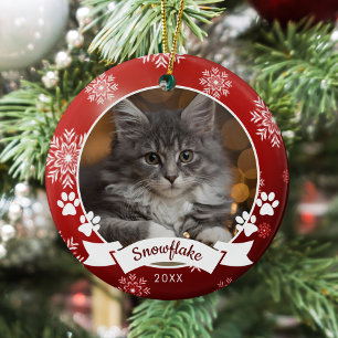 Ornamento De Cerâmica Pata de Foto de Pet de Cat Personalizada Imprime o
