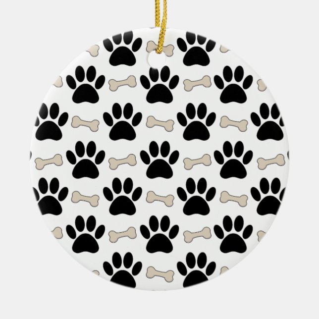 Ornamento De Cerâmica Patas E Ossos Padrão (Frente)