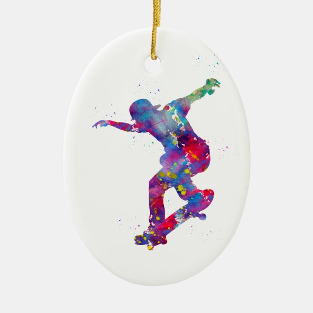 Ornamento De Cerâmica Patinação de skate (Frente)