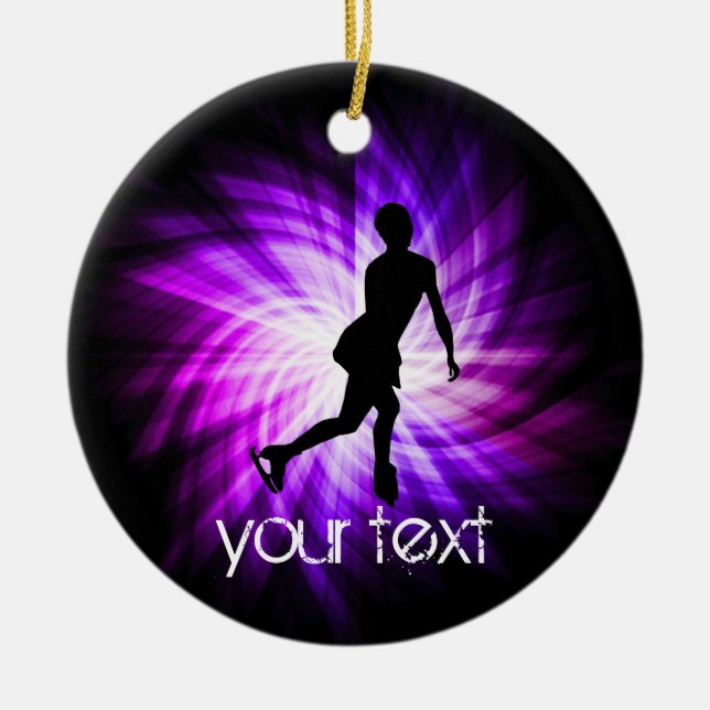 Ornamento De Cerâmica Patinação na Figura Roxa (Frente)