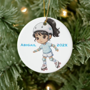 Ornamento De Cerâmica Patinação Sobre Rodas de Natal Personalizada para