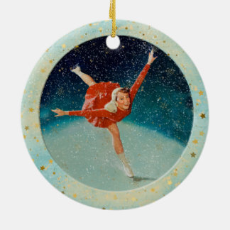 Ornamento De Cerâmica Patinadores De Gelo Vintage De Natal
