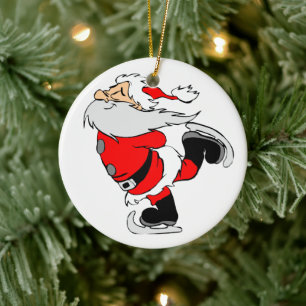 Ornamento De Cerâmica Patinagem de Papai Noel