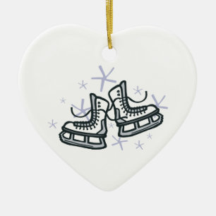 Ornamento De Cerâmica patins de gelo e gráfico de flocos de neve