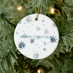 Ornamento De Cerâmica Patins de Gelo Flocos de Neve Azuis Natal