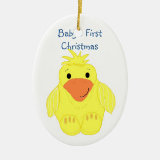 Ornamento De Cerâmica Pato Amarelo Bebê Natal de Primeiro Ano