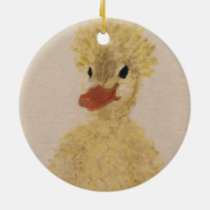 Ornamento De Cerâmica Pato De Bebê Pintado De Natal